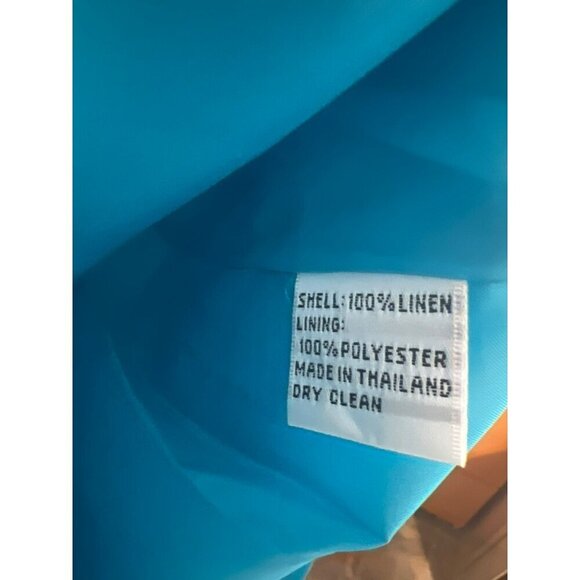 Talbot Petites Sz 2P Irish Linen 100% Linen Turquoise Shift Dress Lined Zip Back - Picture 4 of 6